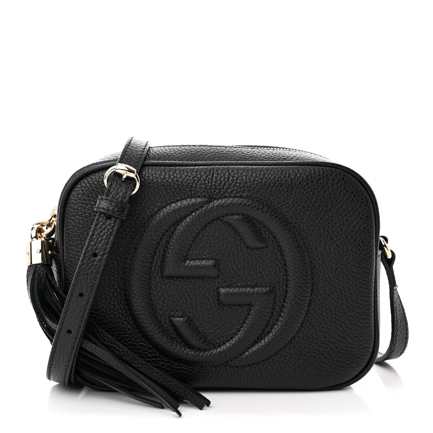 Pebbled Calfskin Small Soho Disco Bag Black