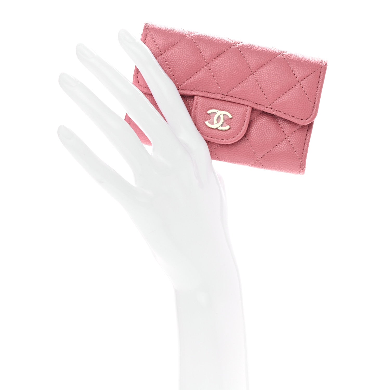 Chanel Caviar Quilted Flap Card Holder Wallet Pink 2 of 11