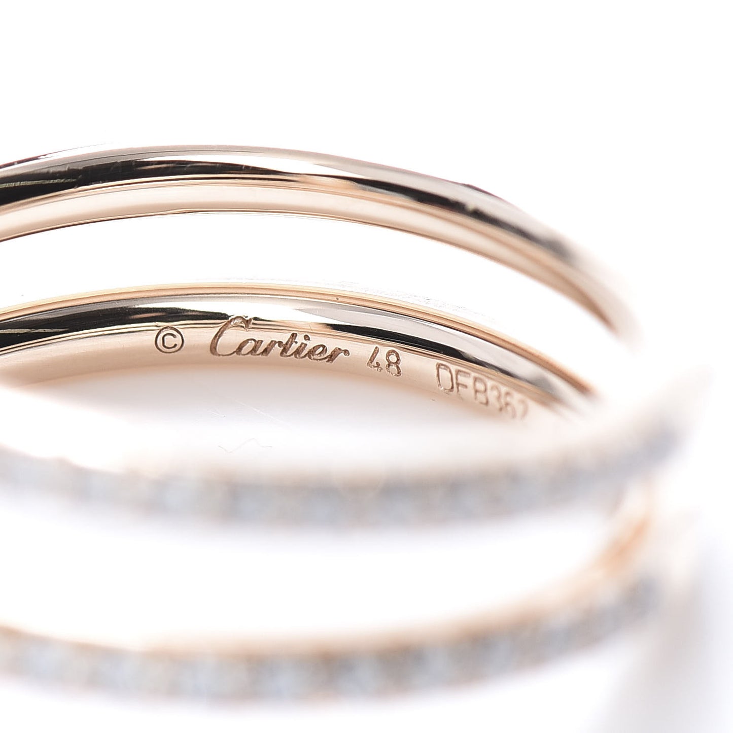 18K Pink Gold Diamond Double Juste Un Clou Paved Ring 48 4.5