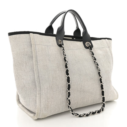 Chanel Woven Straw Raffia Medium Deauville Tote Grey 3 of 12