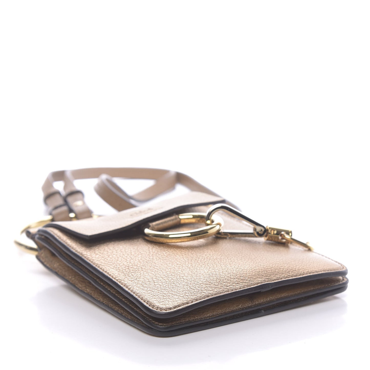 Metallic Calfskin Mini Faye Bracelet Bag Gold