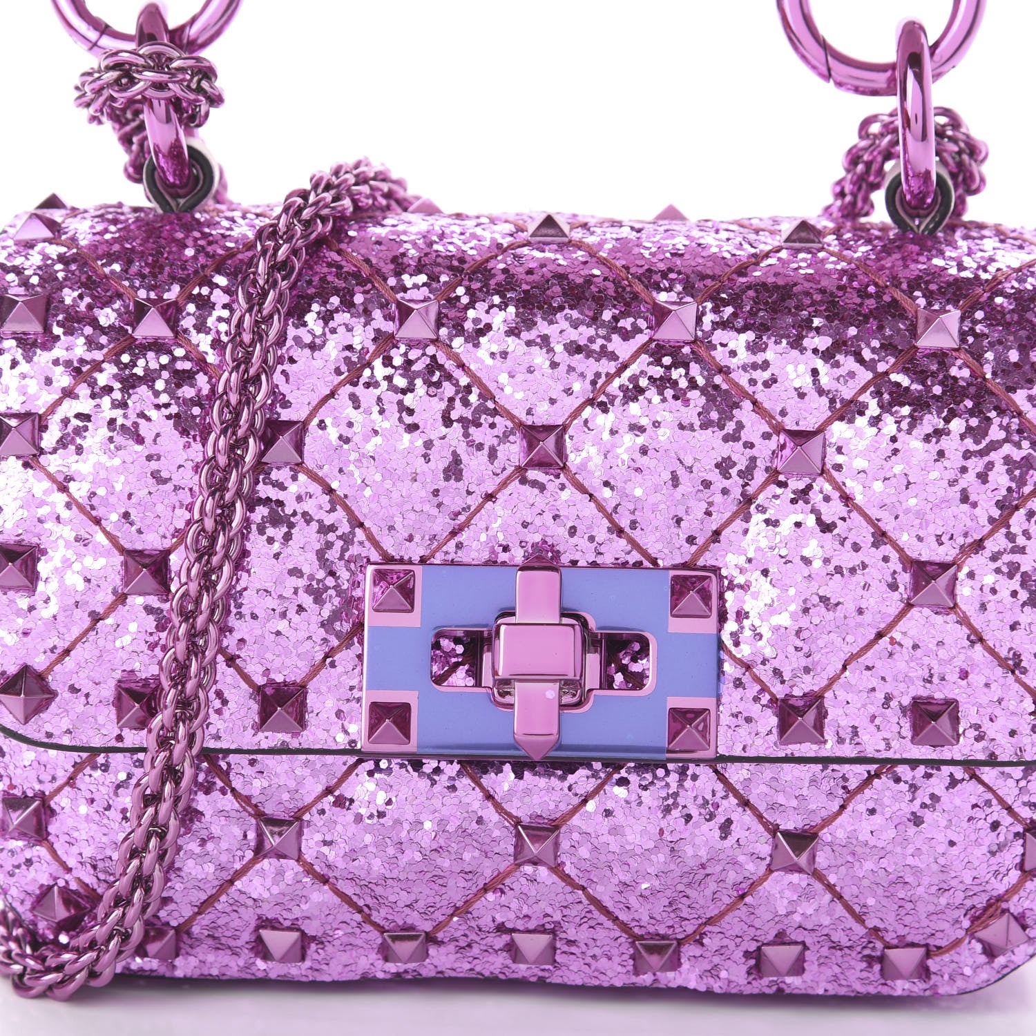 Valentino Garavani Glitter Micro Rockstud Spike Shoulder Bag Water Lilac 9 of 10