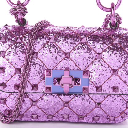 Valentino Garavani Glitter Micro Rockstud Spike Shoulder Bag Water Lilac 9 of 10
