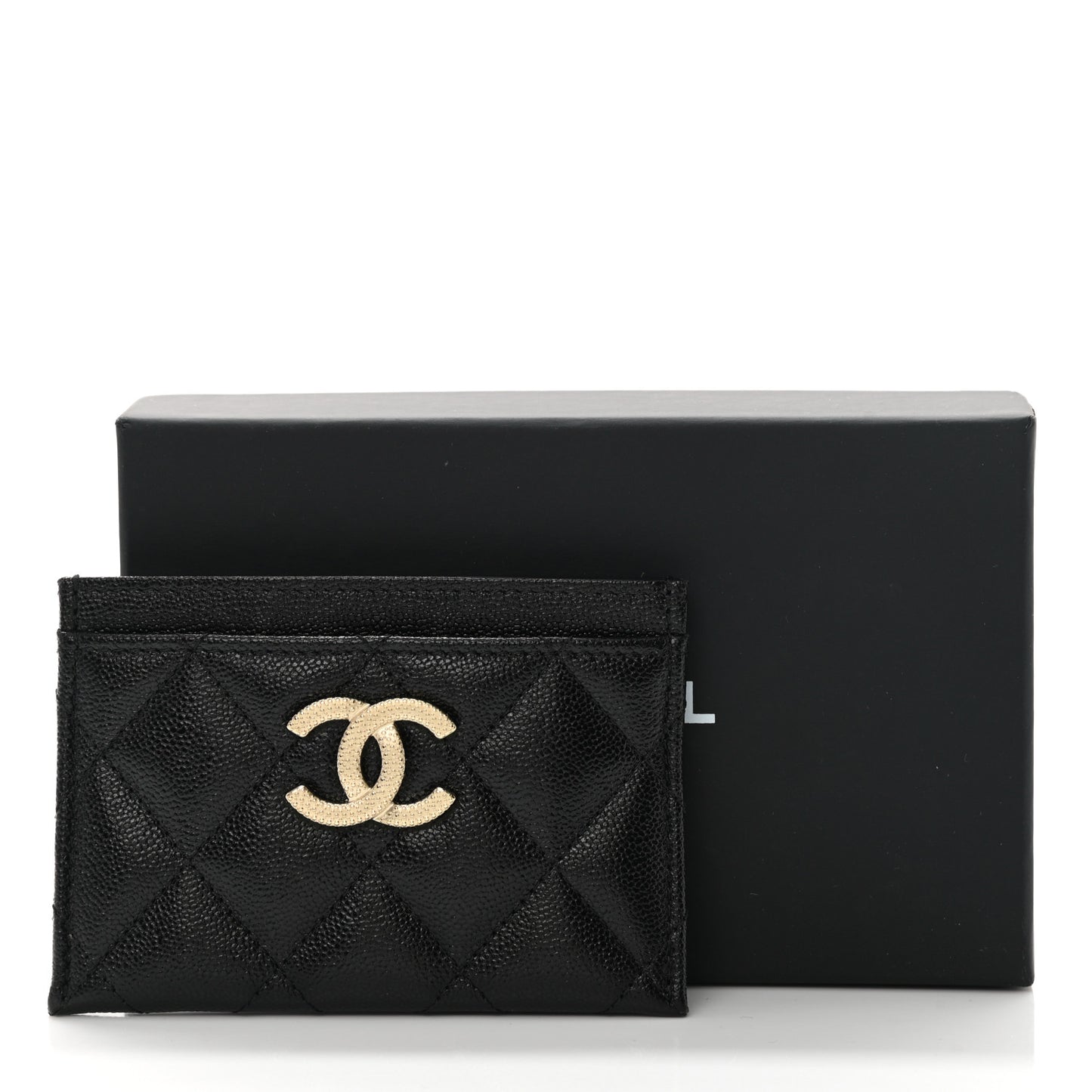 Caviar Quilted Studded CC Card Holder Black
