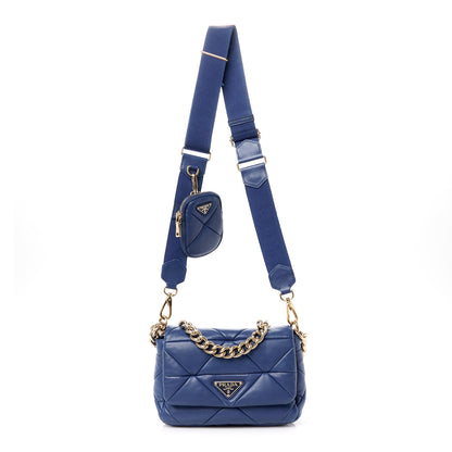 Prada Nappa Re-Nylon Triangle Quilted Patchwork System Flap Shoulder Bag Royal 1 of 14