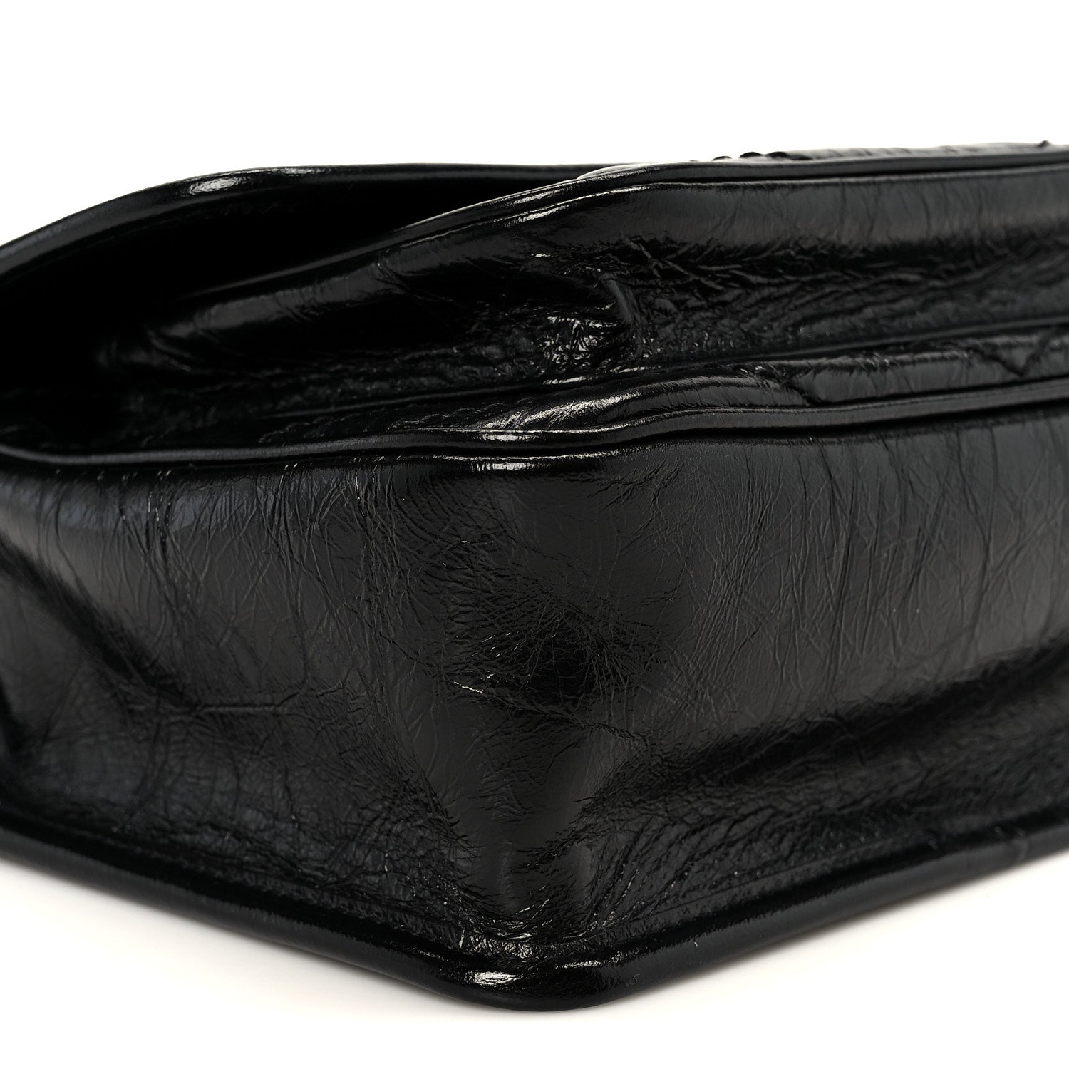 Saint Laurent Crinkled Calfskin Matelasse Monogram Baby Niki Chain Satchel Black 9 of 10