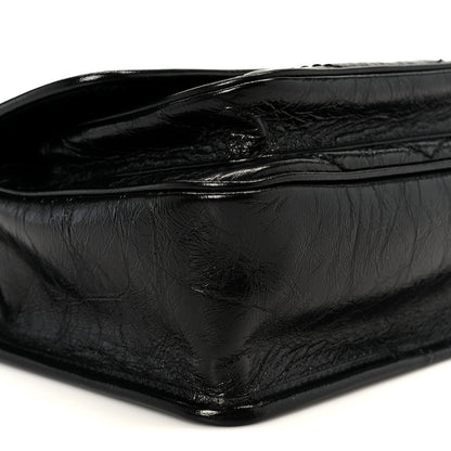 Saint Laurent Crinkled Calfskin Matelasse Monogram Baby Niki Chain Satchel Black 9 of 10