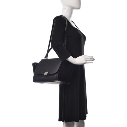 Celine Drummed Calfskin Suede Small Trapeze Black 2 of 8