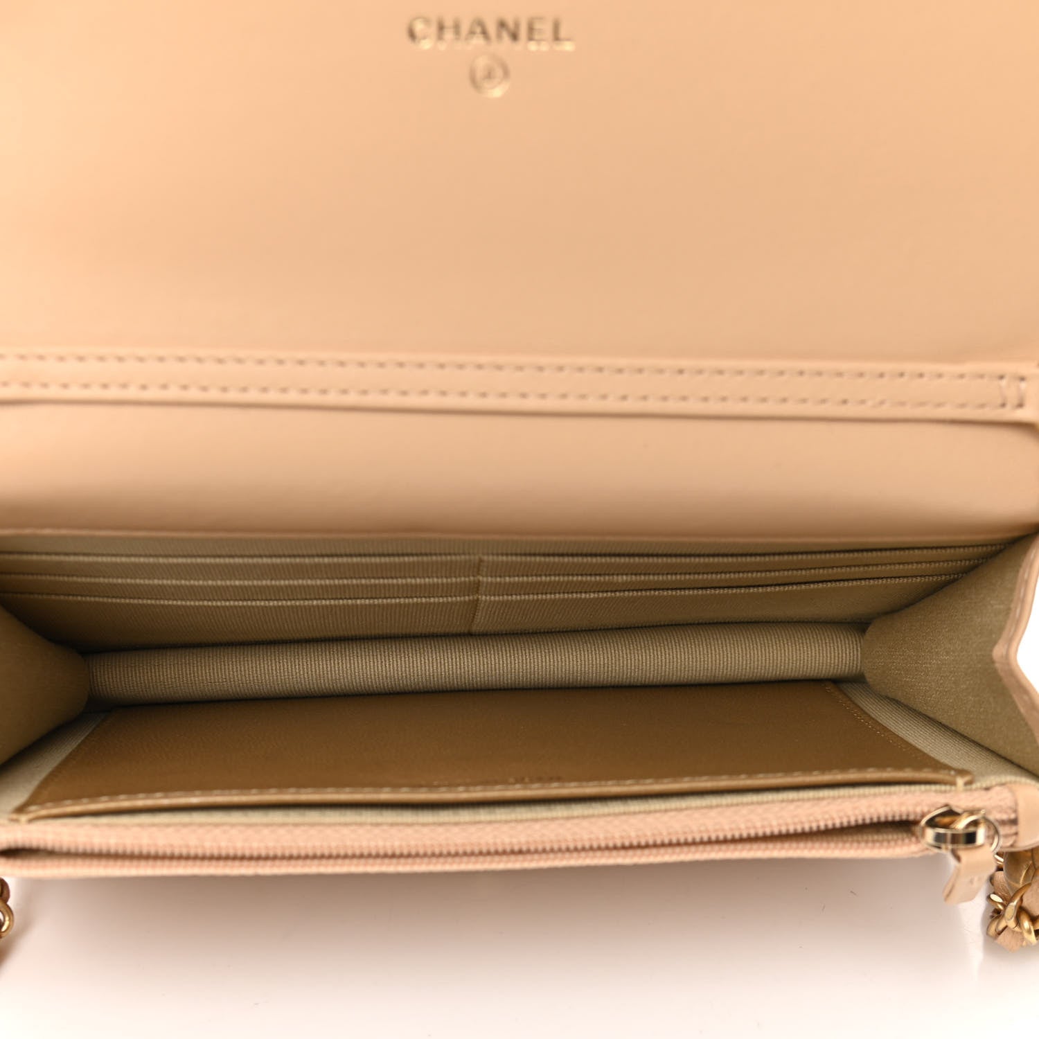 Chanel Lambskin Quilted CC Pearl Crush Wallet on Chain WOC Beige 4 of 11