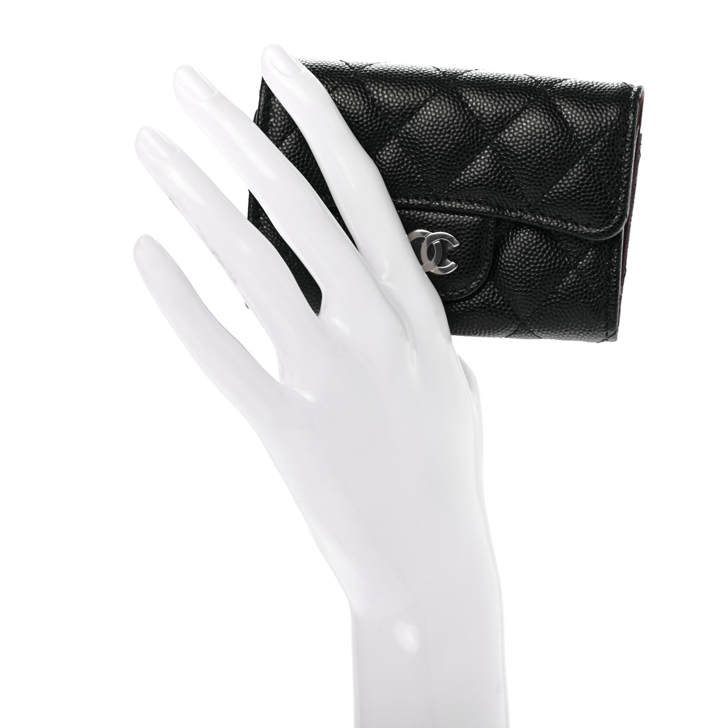 Caviar Quilted Classic 4 Key Holder Wallet Black