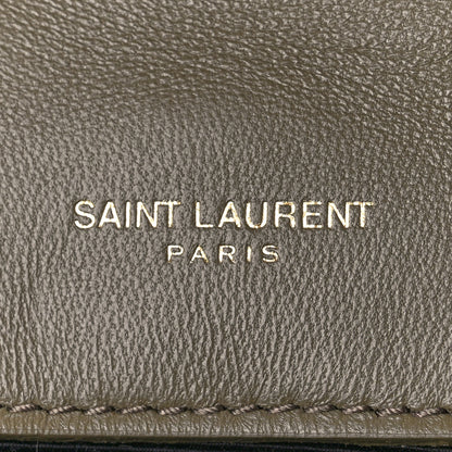 Saint Laurent Velvet Mixed Matelasse Triquilt Small Monogram Satchel Dark Vintage Olive 6 of 11