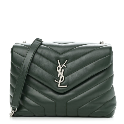 Saint Laurent Calfskin Y Quilted Monogram Small Loulou Chain Satchel Olive 1 of 9