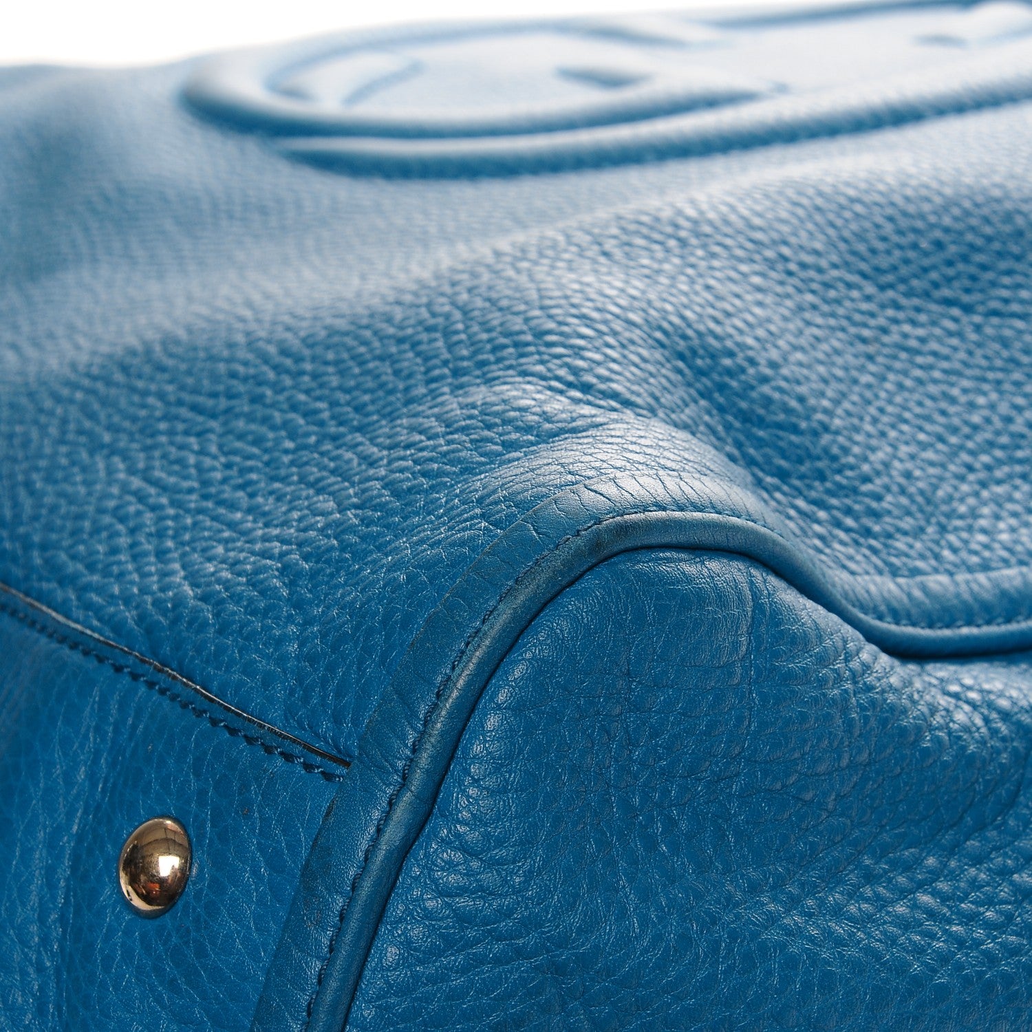 Gucci Pebbled Calfskin Large Soho Shoulder Bag Riviera Blue 10 of 11