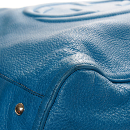 Gucci Pebbled Calfskin Large Soho Shoulder Bag Riviera Blue 10 of 11