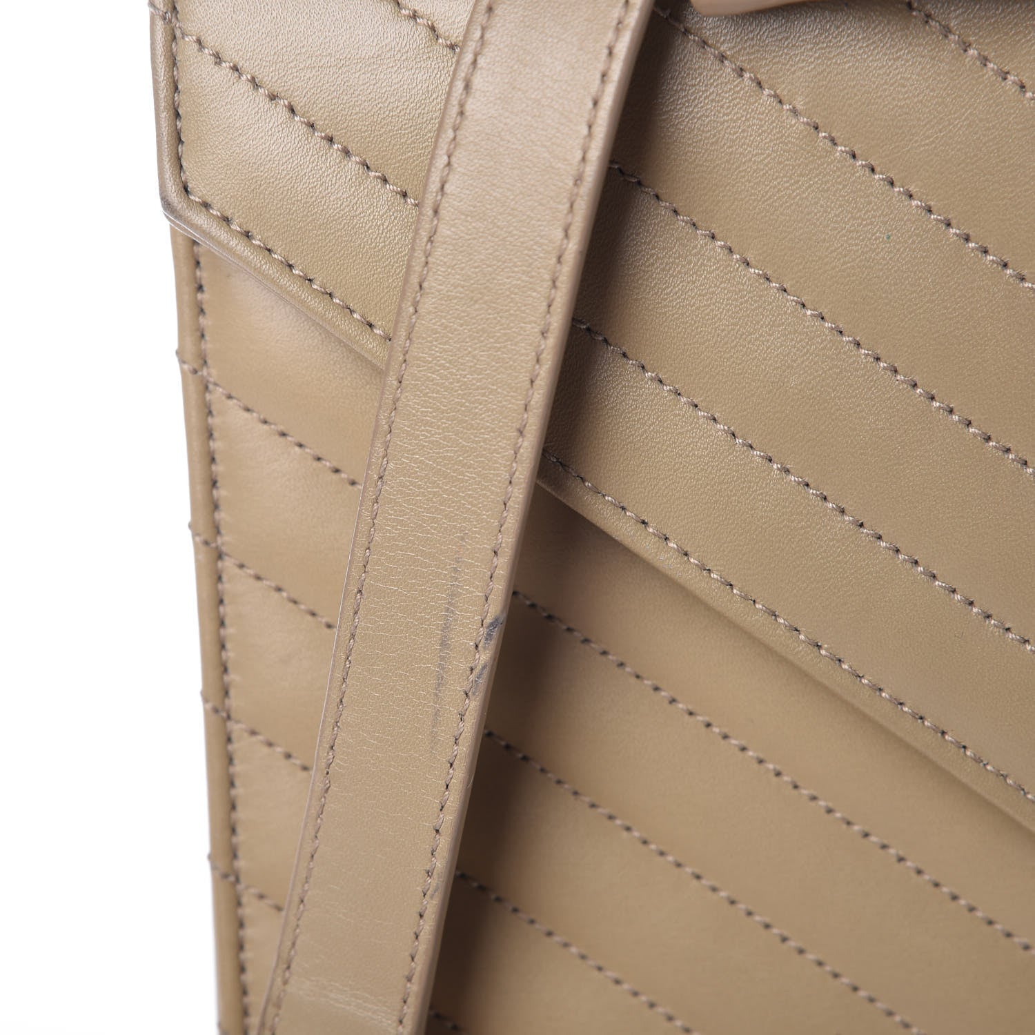 Saint Laurent Lambskin Matelasse Chevron Large Monogram Satchel Beige 9 of 14