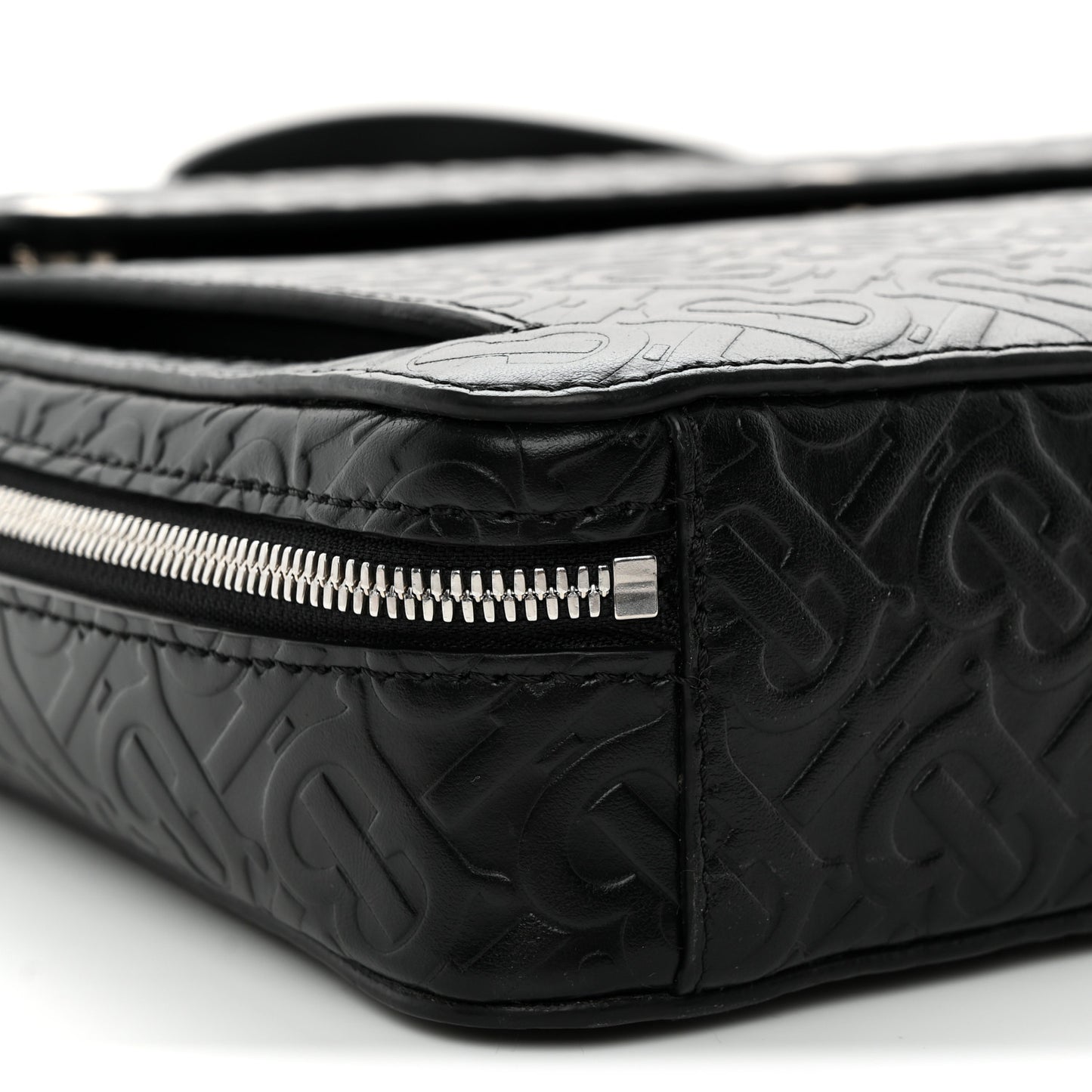 Calfskin Embossed TB Triple Stud Briefcase Black