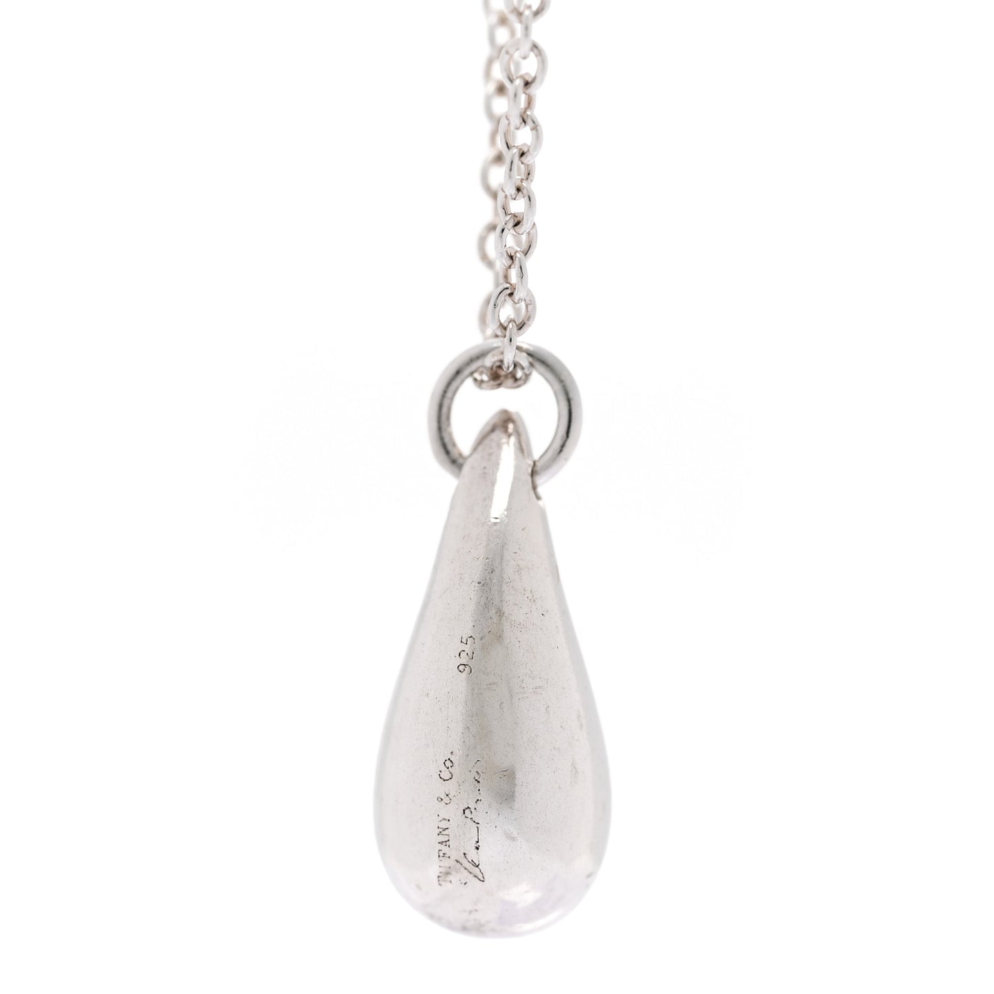 Sterling Silver 12mm Elsa Peretti Teardrop Pendant Necklace