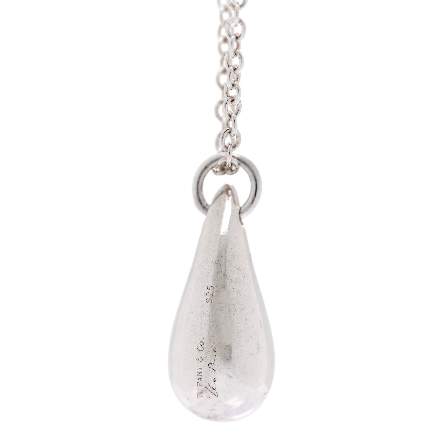 Tiffany Sterling Silver 12mm Elsa Peretti Teardrop Pendant Necklace 6 of 6