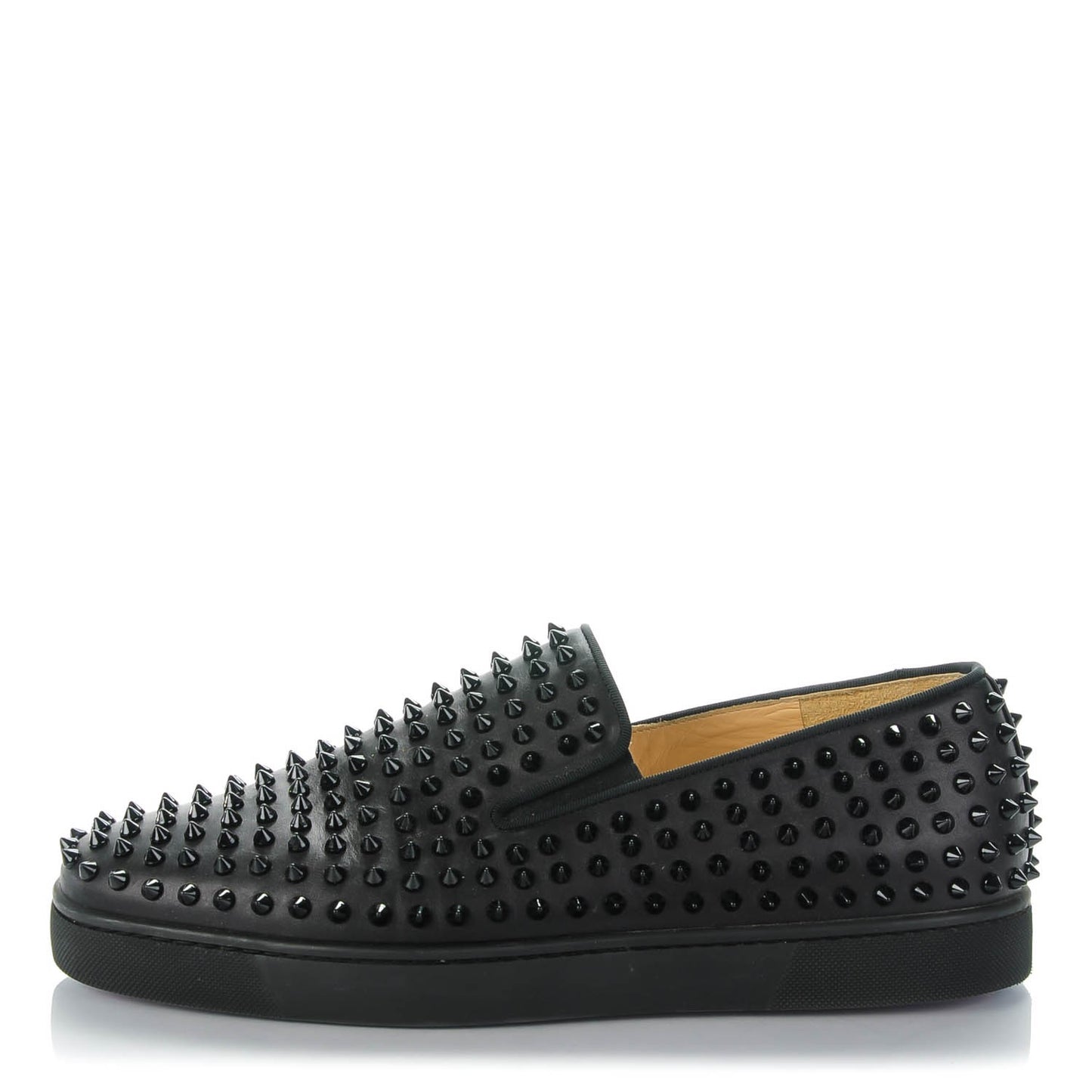 Mens Calfskin Spikes Roller Boat Flat 44 Black