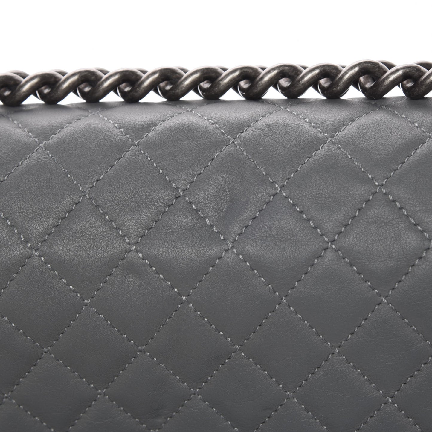 Calfskin Quilted New Medium Boy Flap Grey