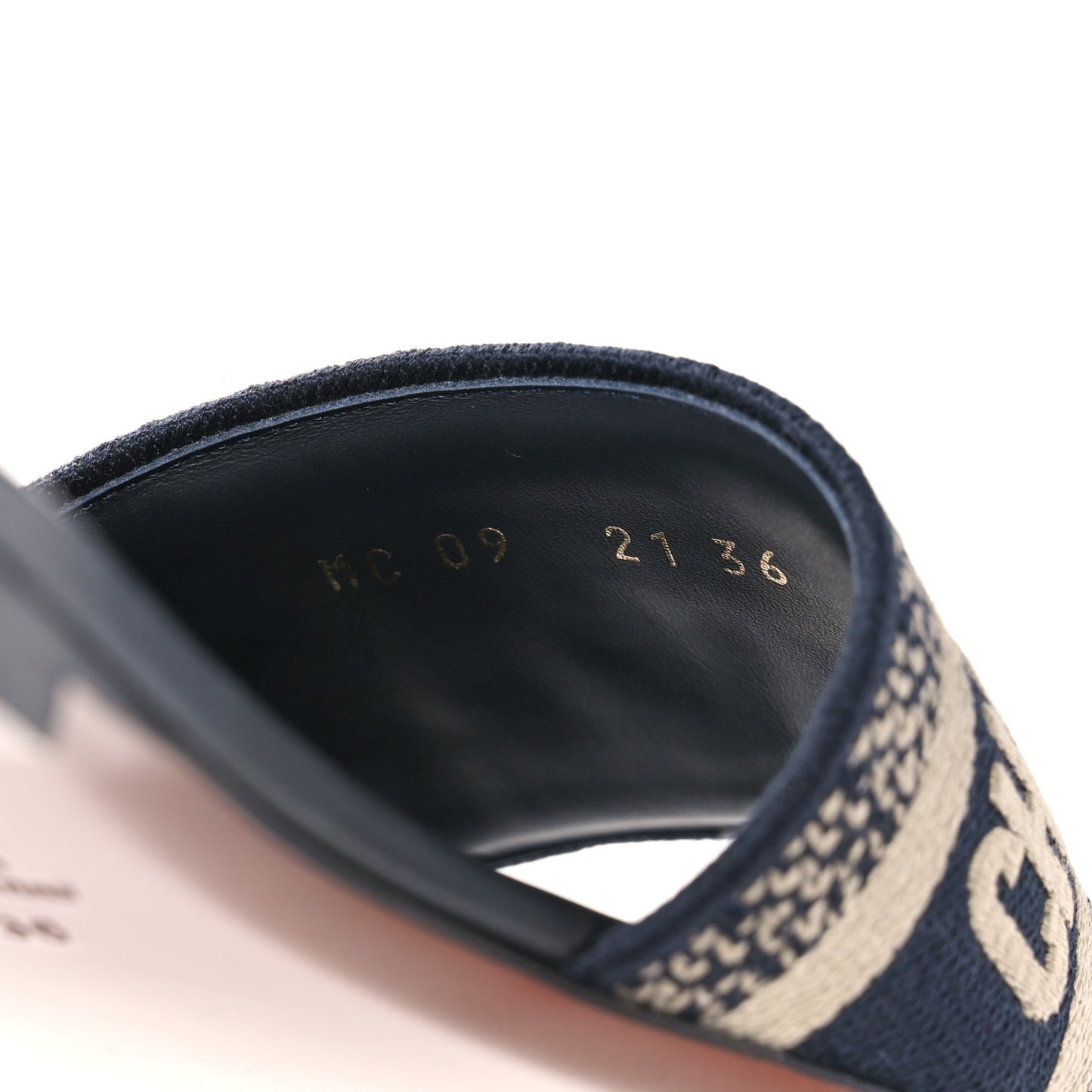 Canvas Embroidered Dway Mules Slide Sandals 36 Deep Blue