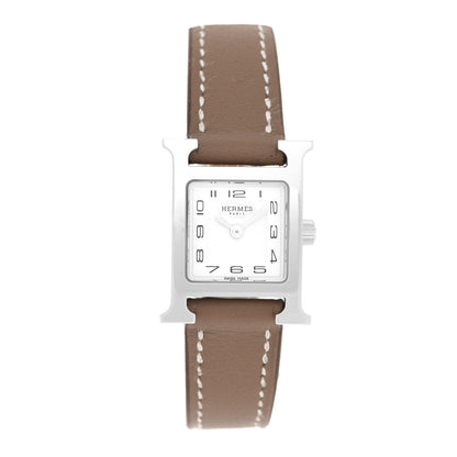Hermes Stainless Steel Swift 17.2mm Heure H Hour Watch Etoupe 1 of 5