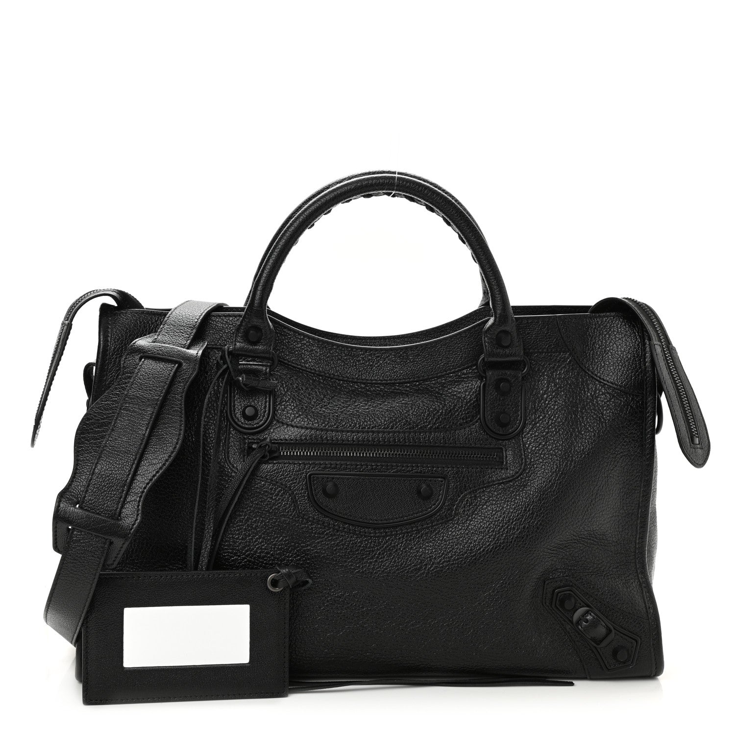 Balenciaga Shiny Grained Goatskin Black Metallic Edge City Black 1 of 8