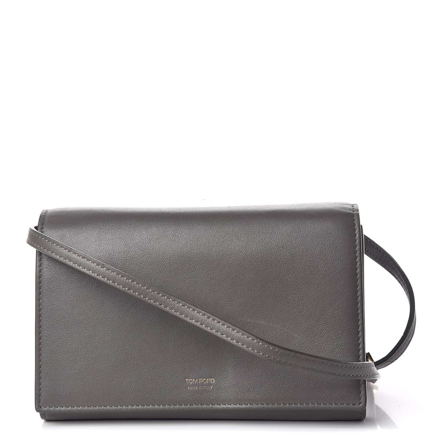 Tom Ford Calfskin Wallet On Crossbody Strap Grey 1 of 11