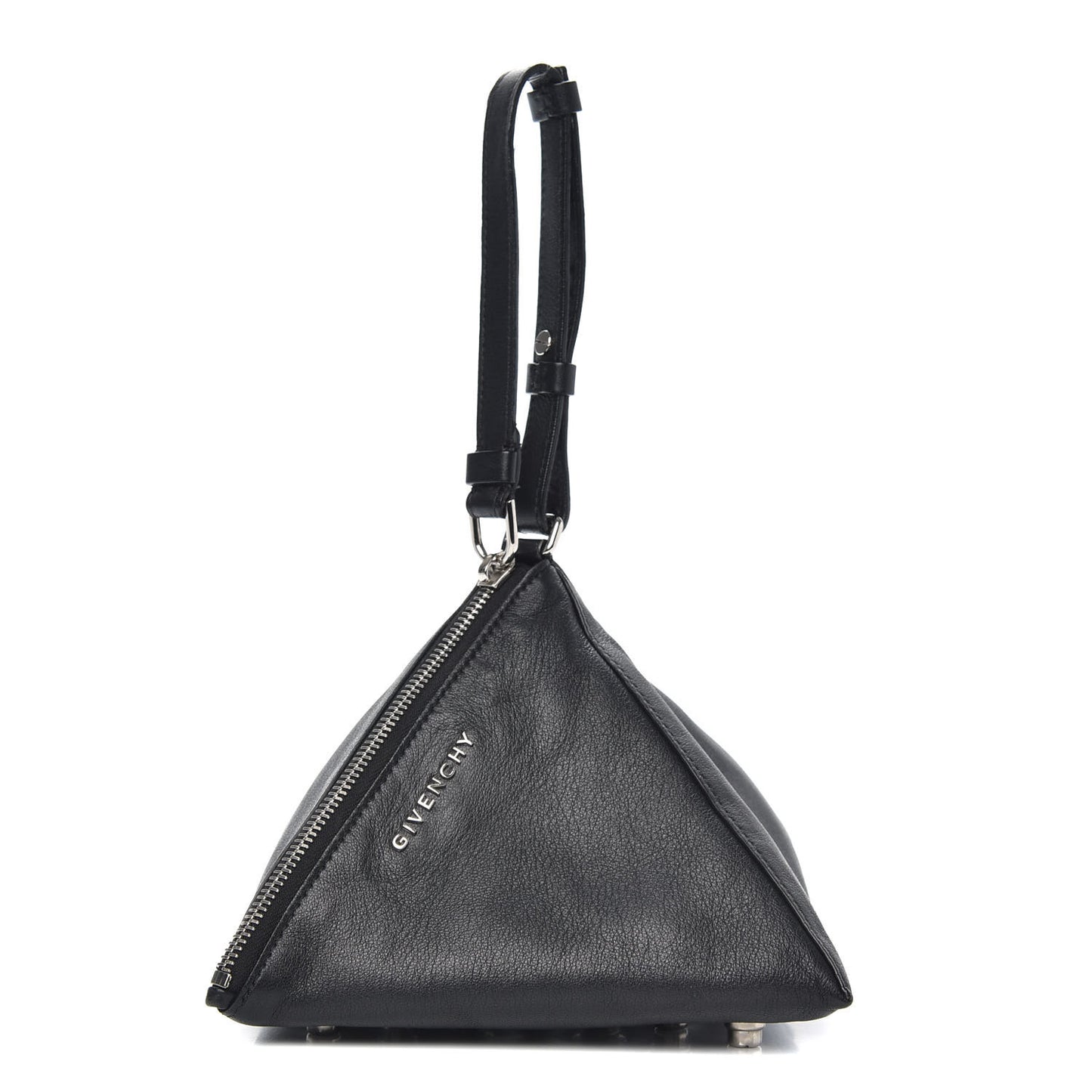 Lambskin Studded Triangle Wristlet Black
