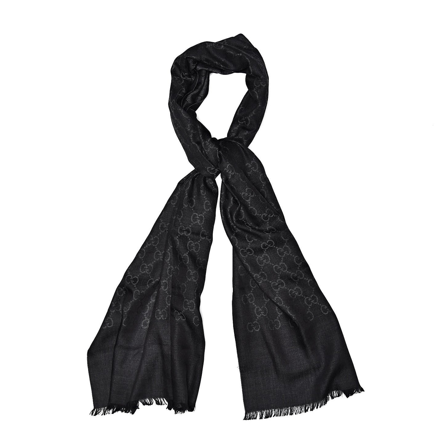 Wool Silk GG Monogram GGNat Scarf Anthracite