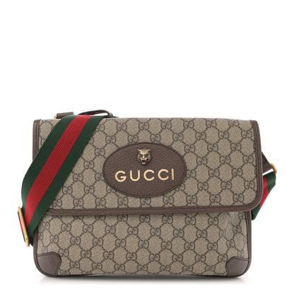 Gucci GG Supreme Monogram Web Neo Vintage Double Flap Messenger Bag Beige New Acero 1 of 11