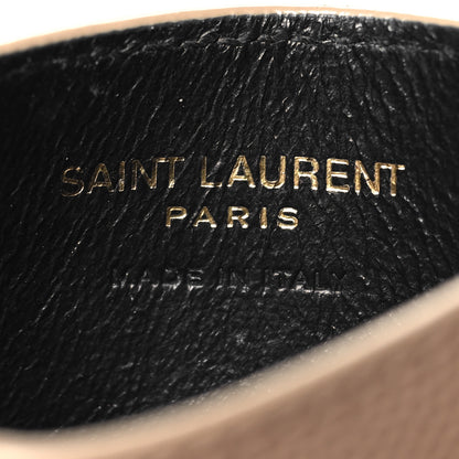Saint Laurent Grain De Poudre Matelasse Chevron Monogram Credit Card Case Dark Beige 6 of 8