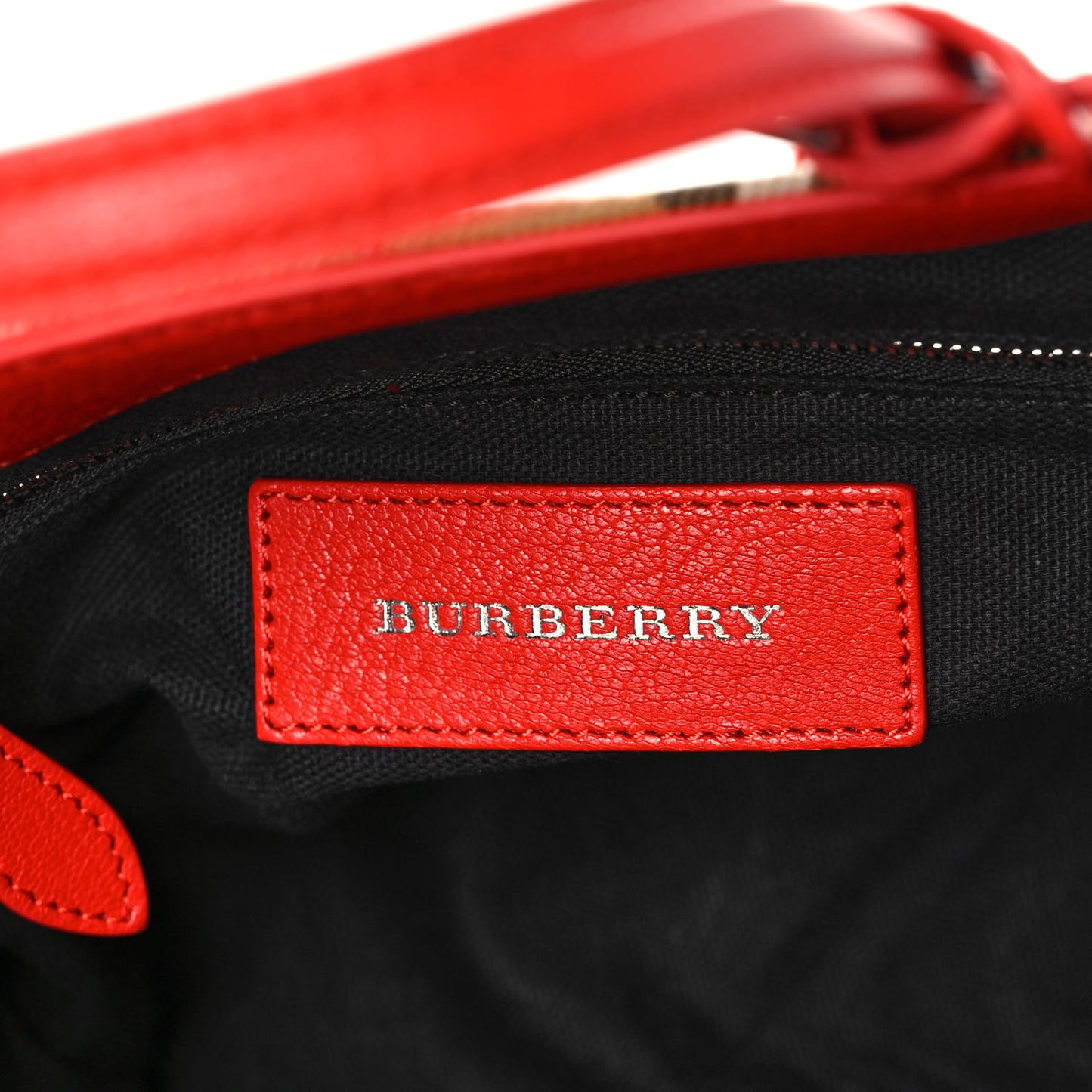 Goatskin Vintage Check Small Banner Tote Bright Red