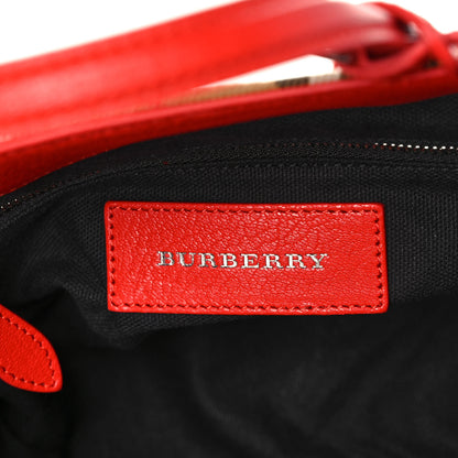 Burberry Goatskin Vintage Check Small Banner Tote Bright Red 6 of 12