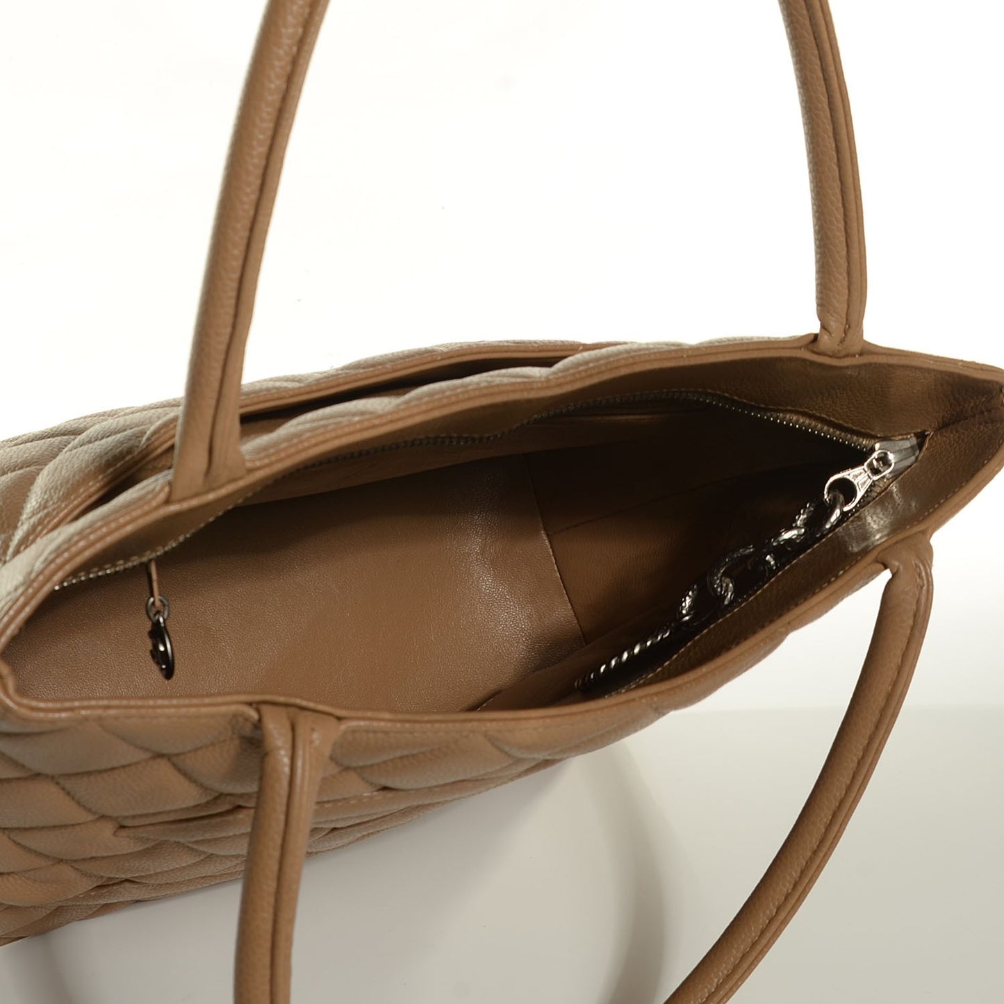 Caviar Quilted Medallion Tote Beige