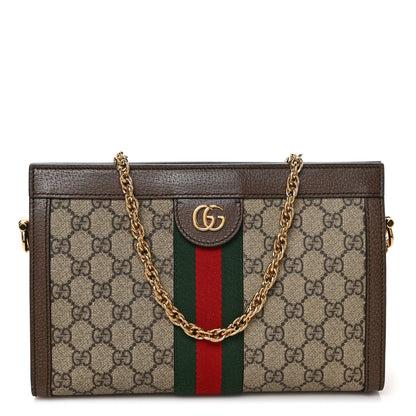 Gucci GG Supreme Monogram Web Small Ophidia Chain Shoulder Bag Brown 1 of 10