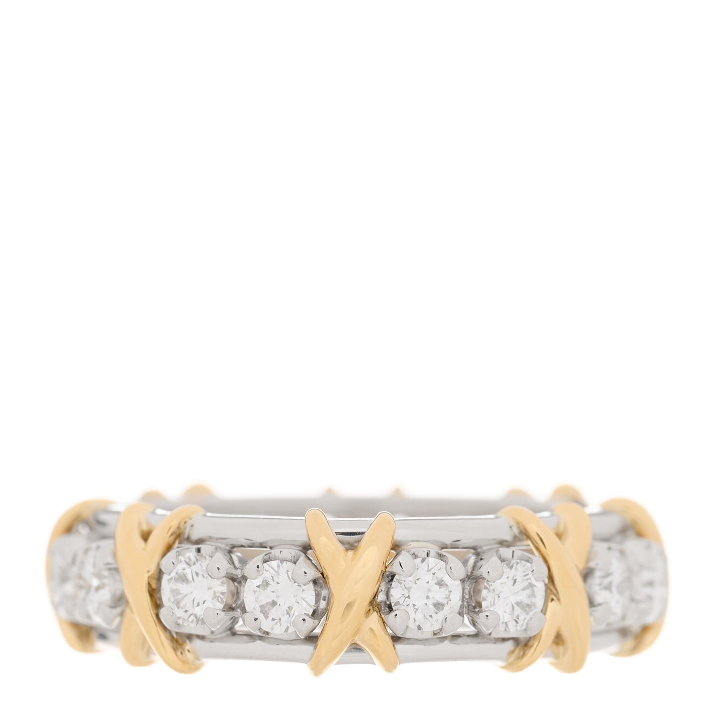 Platinum 18K Yellow Gold Diamond Schlumberger Sixteen Stone Ring 54 7