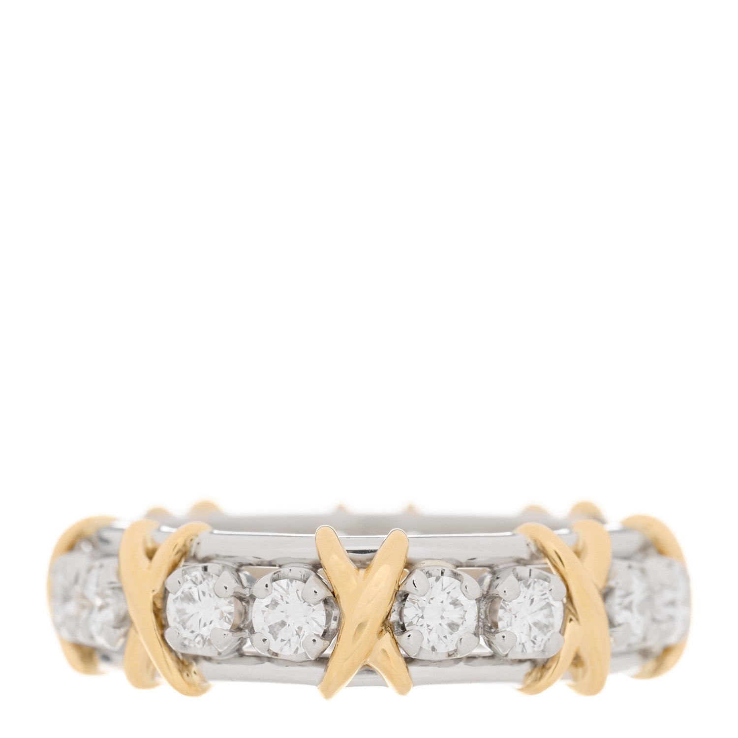 Tiffany Platinum 18K Yellow Gold Diamond Schlumberger Sixteen Stone Ring 54 7 1 of 5