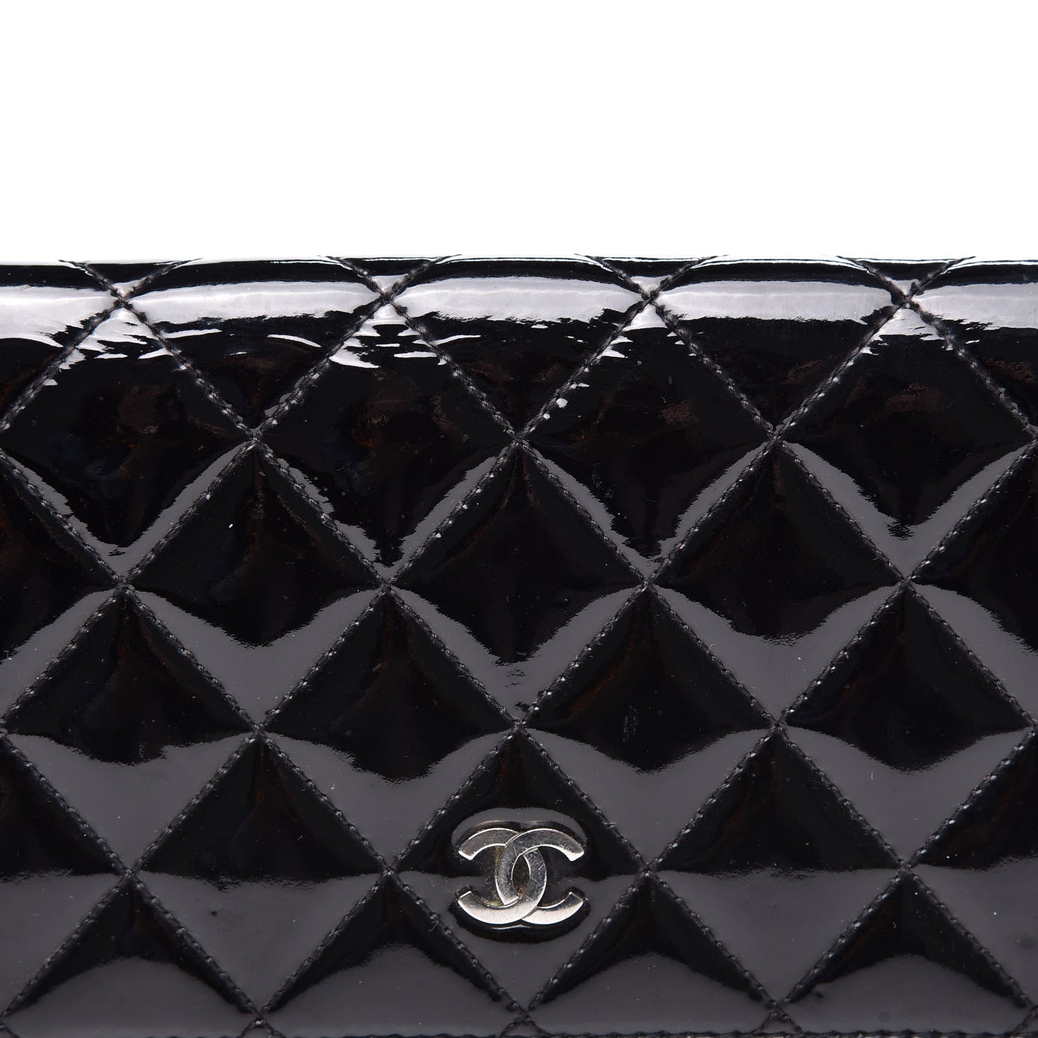 Chanel Patent Calfskin Quilted Yen Wallet Black 13 of 13