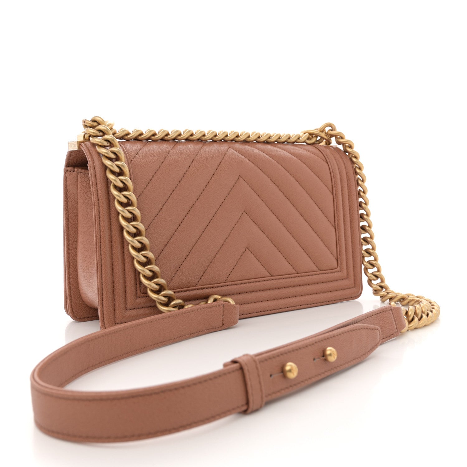 Chanel Caviar Chevron Quilted Medium Boy Flap Beige 3 of 11