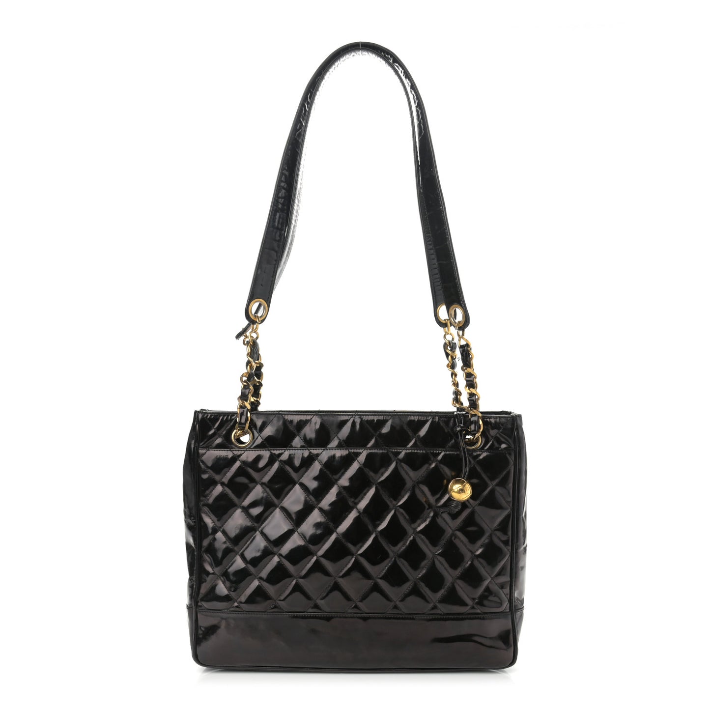 Patent Quilted CC Shoulder Bag Black