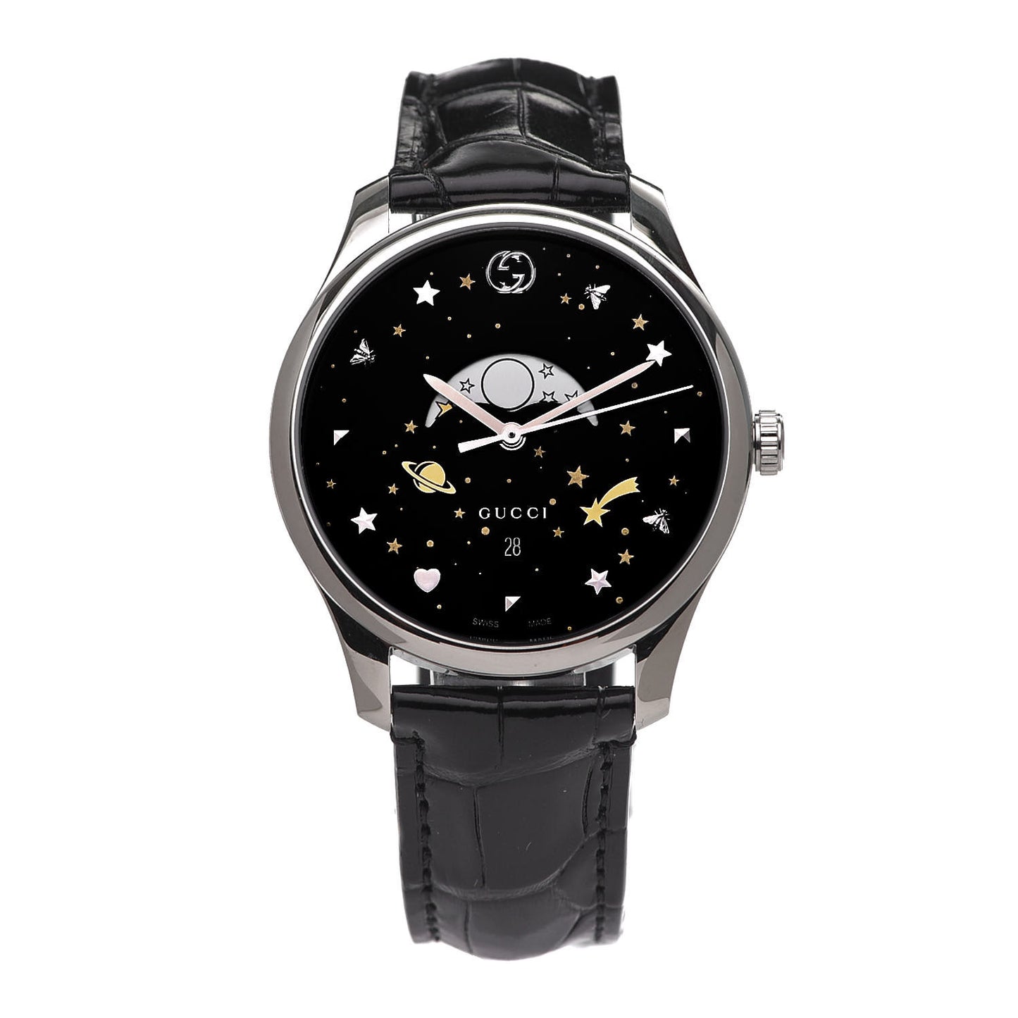 Stainless Steel Alligator 40mm G-Timeless Moonphase Star Planet Quartz Watch Black