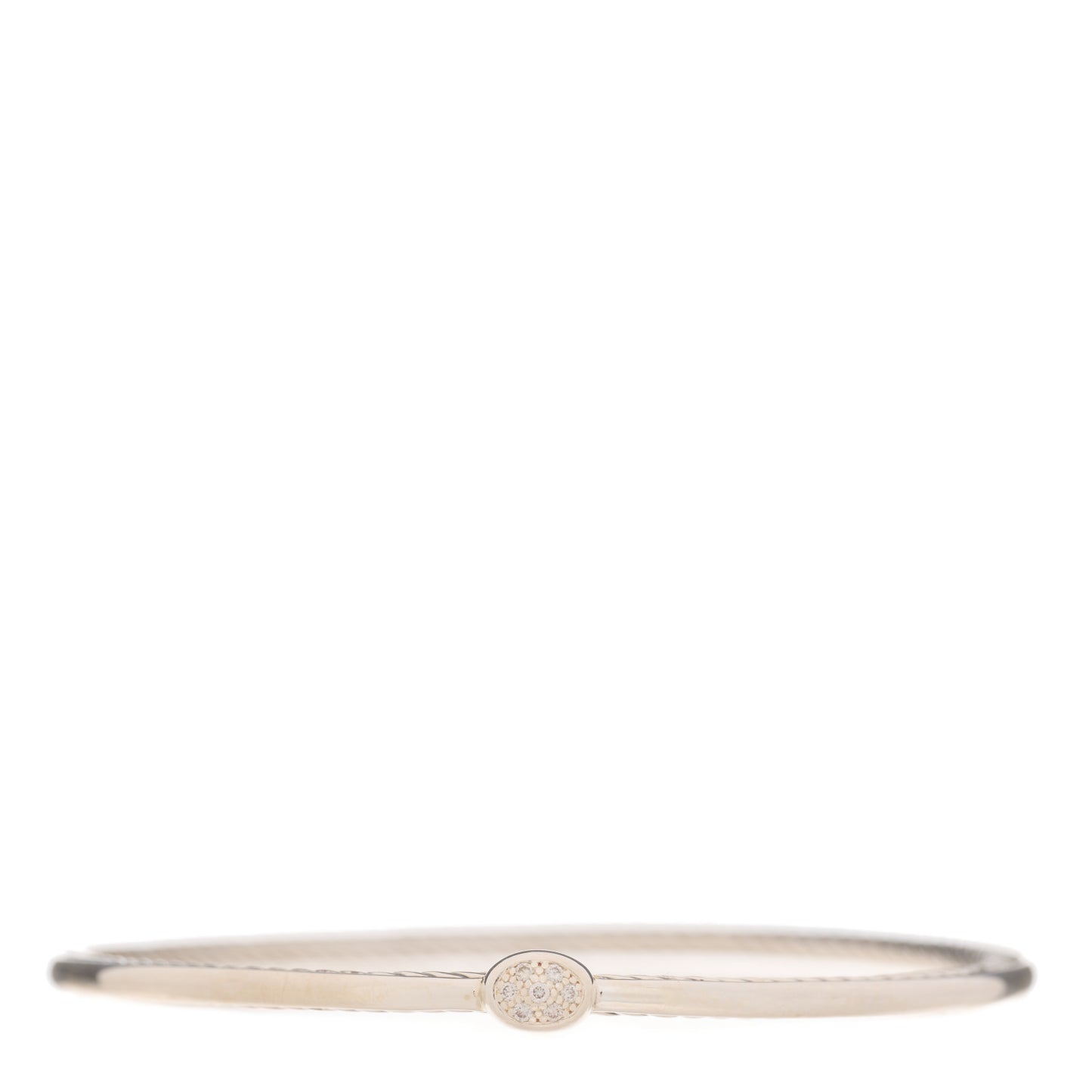 Sterling Silver Diamond 3mm Oval Cable Bangle Bracelet