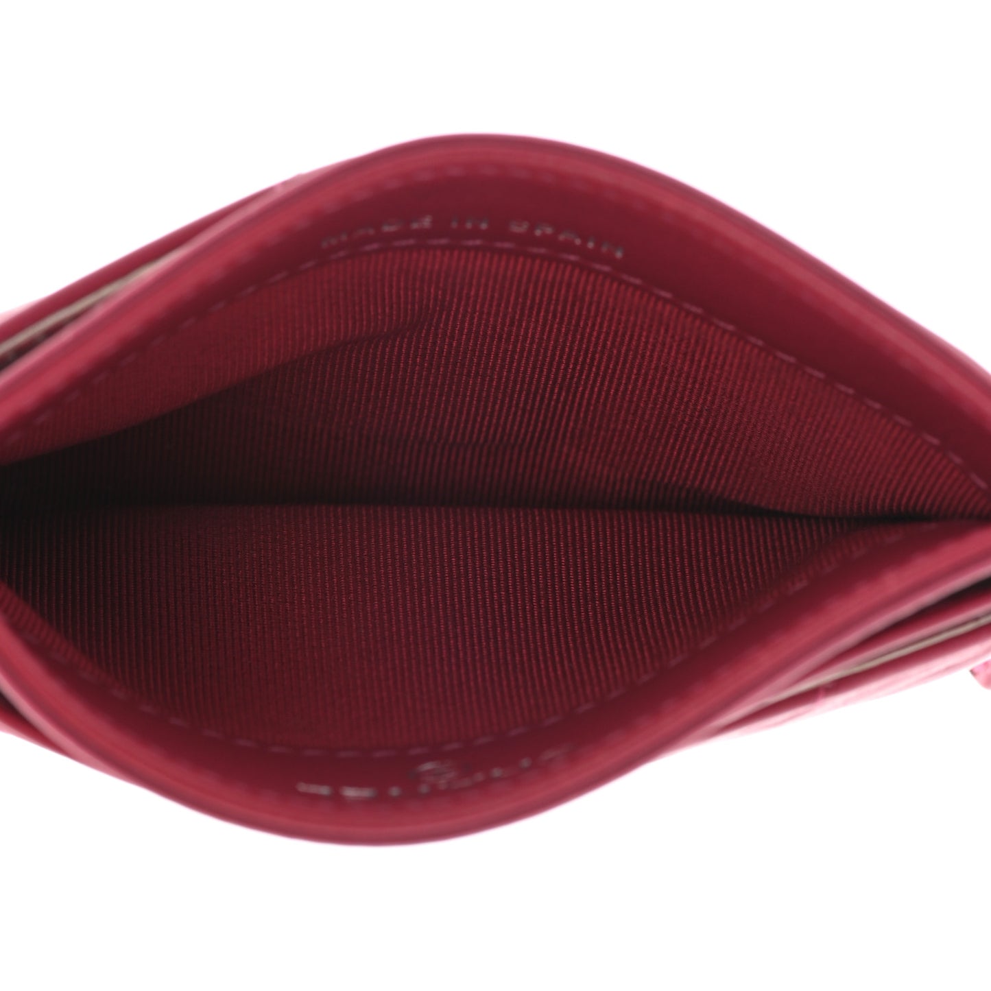 Aged Calfskin Chevron Quilted Gabrielle Card Holder Wallet Dark Pink