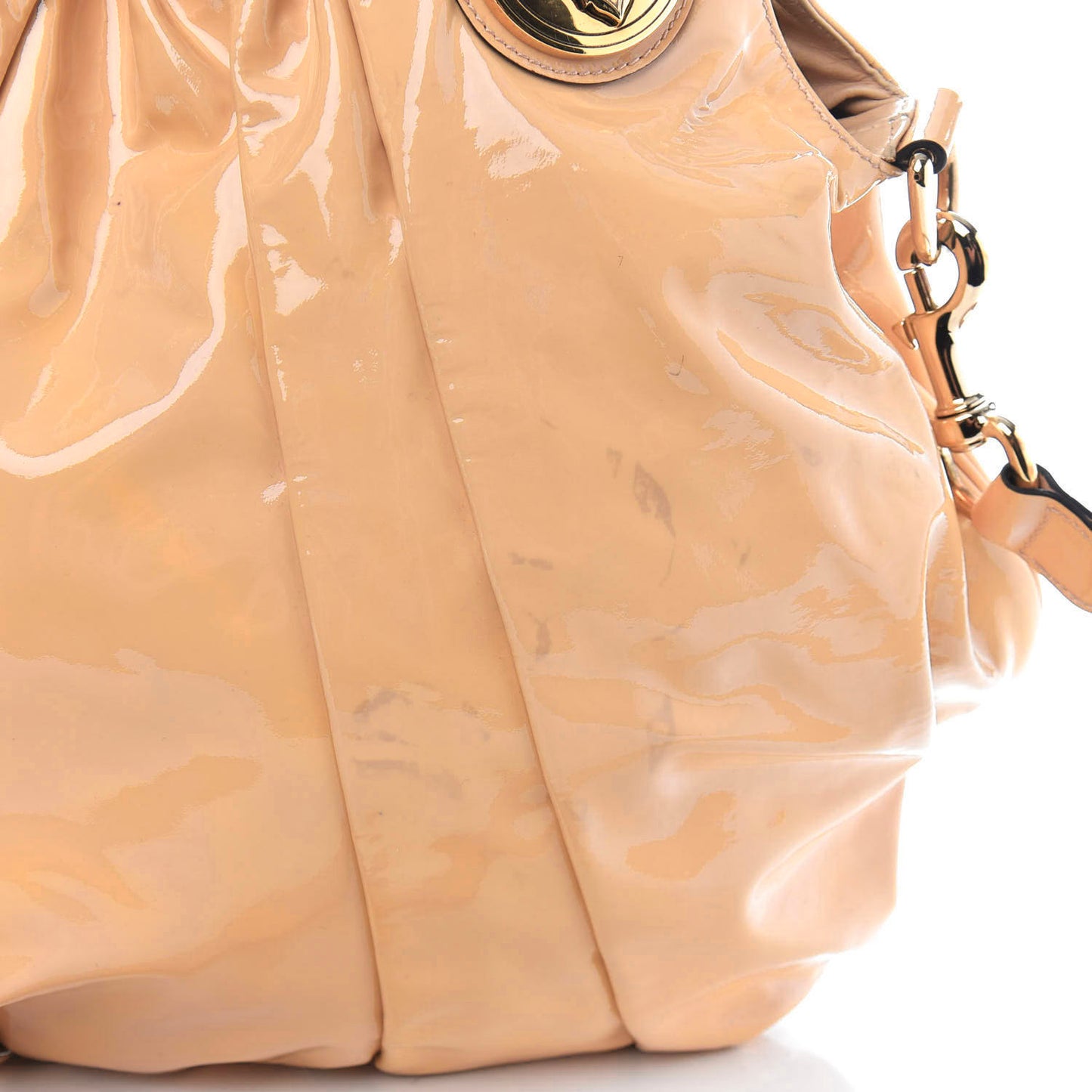 Patent Medium Hysteria Top Handle Bag Beige