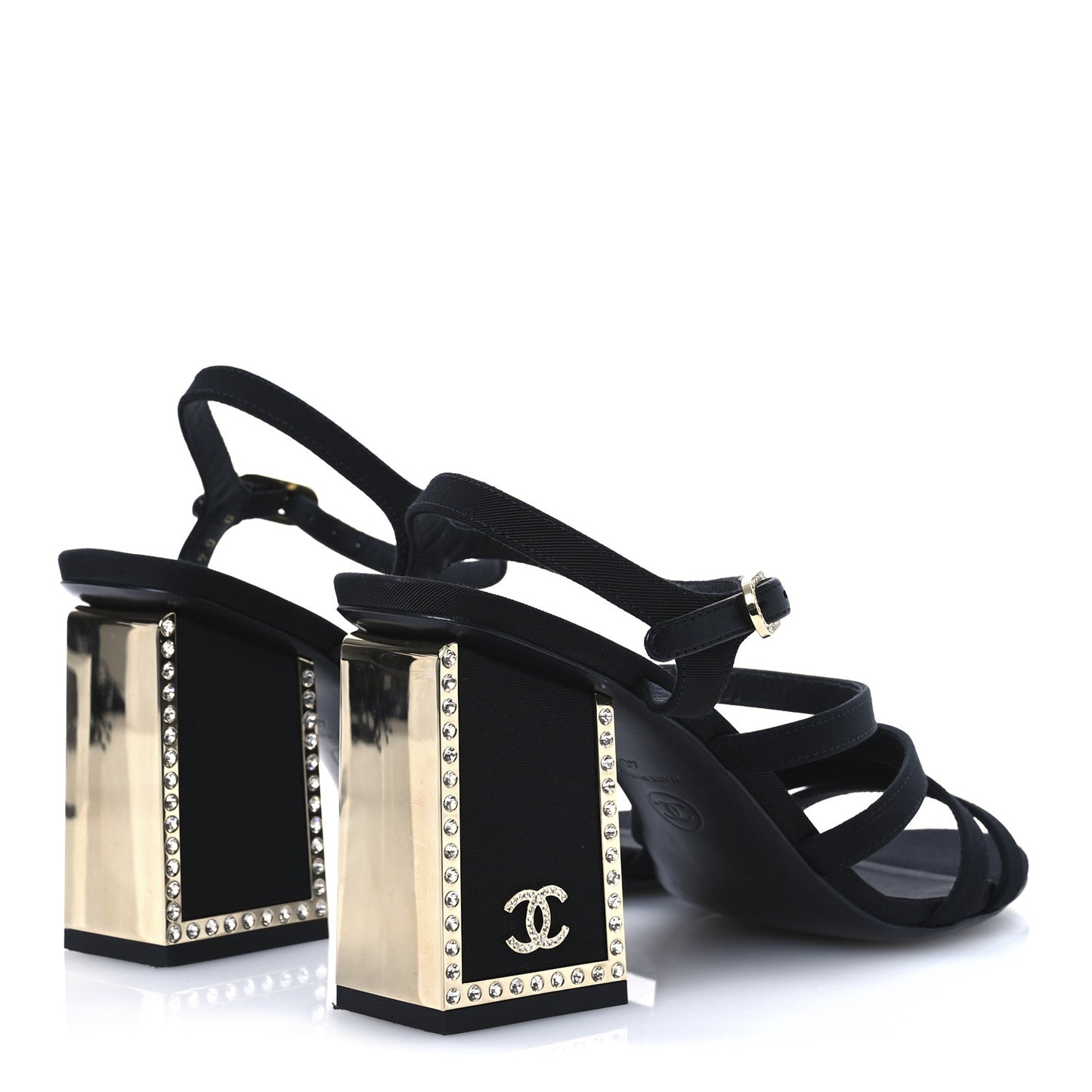 Grosgrain Crystal CC Sandals 40 Black