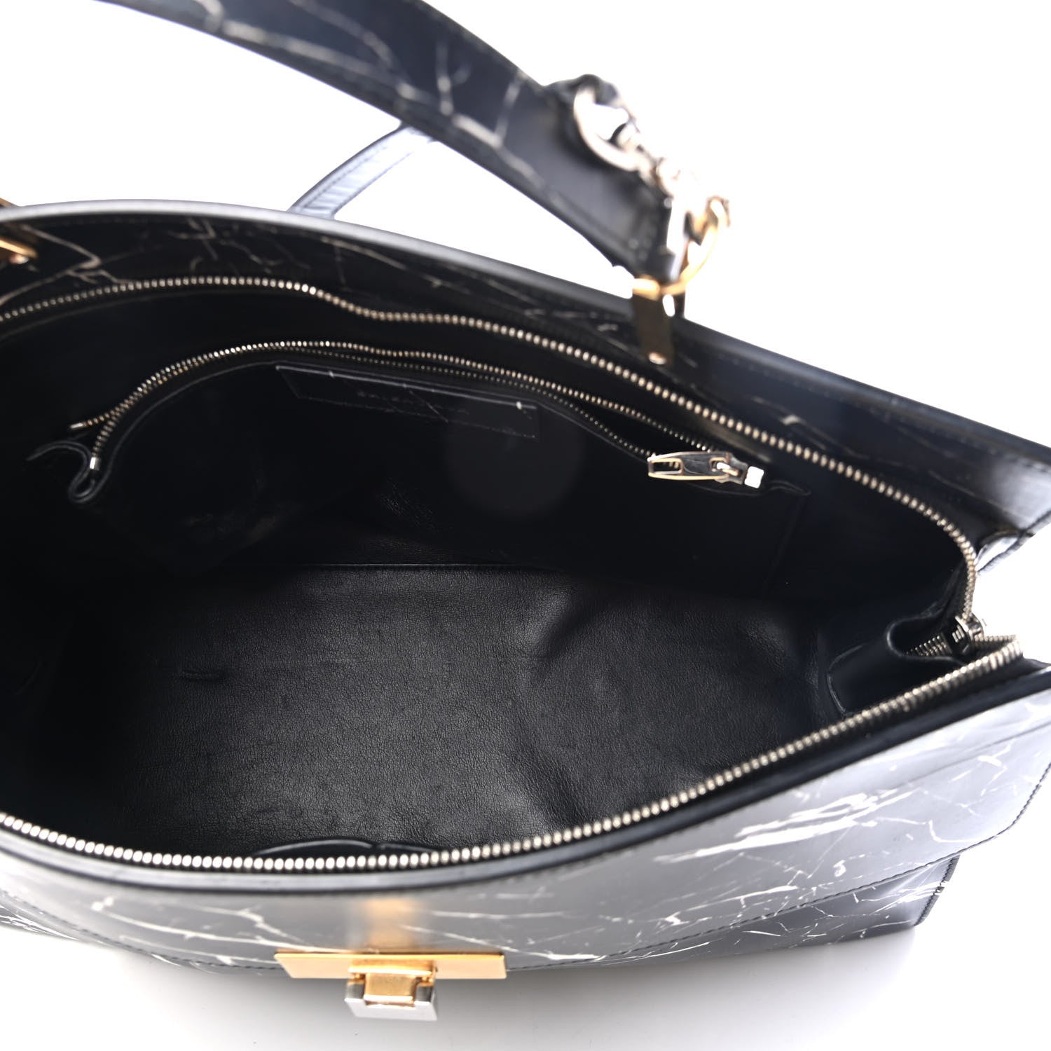 Balenciaga Calfskin Le Dix M Cartable Marble Shoulder Bag Black 4 of 5