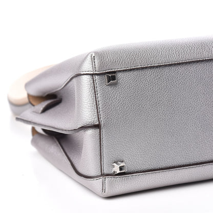 MCM Metallic Grained Calfskin Medium Milla Tote Spike Silver 15 of 17