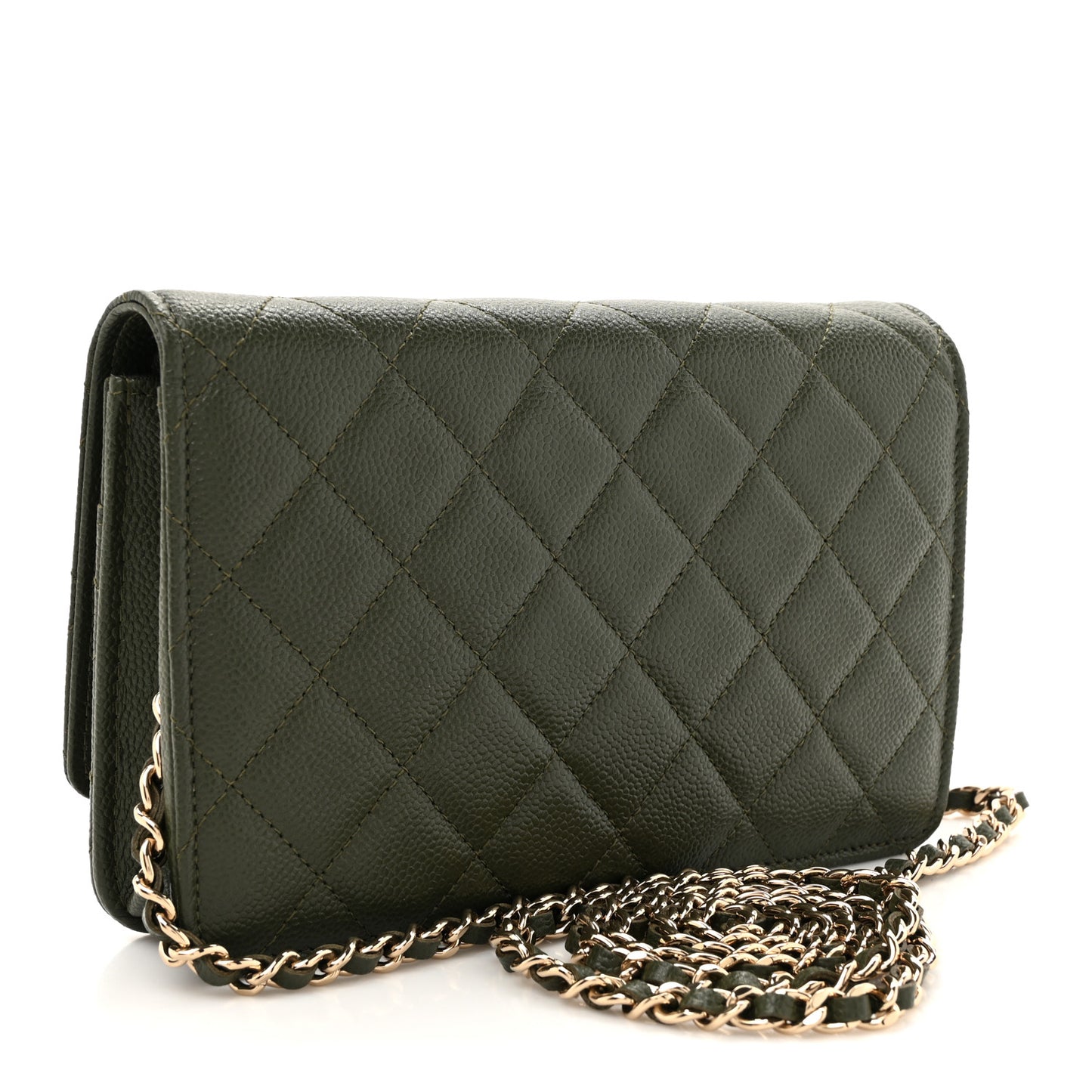 Caviar Quilted Multi Chain Wallet On Chain WOC Khaki