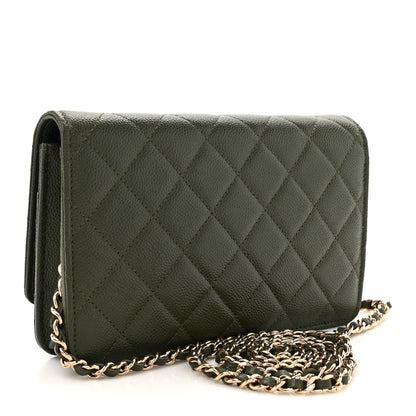 Chanel Caviar Quilted Multi Chain Wallet On Chain WOC Khaki 3 of 11